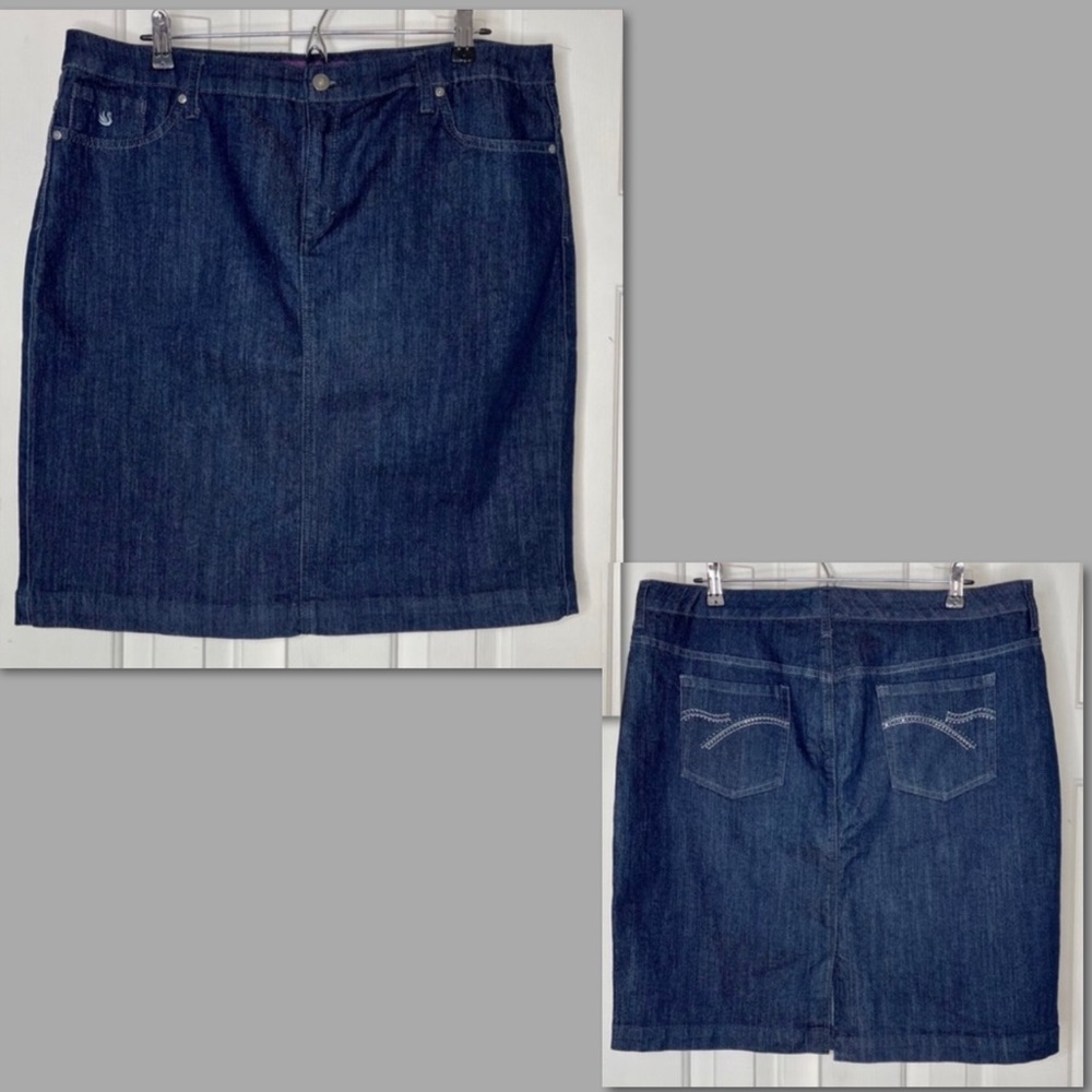 🌵Gloria Vanderbilt Amanda Dark Wash Denim Skirt NWOT Size 16